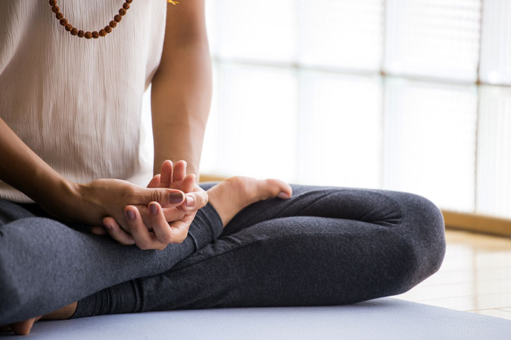 woman meditating breathing