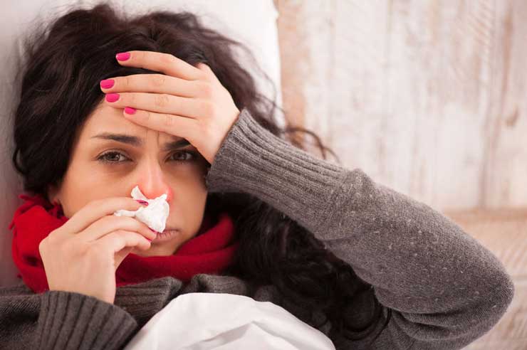 woman with the flu