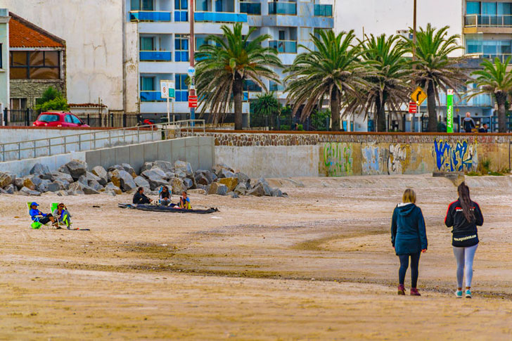 Walking along the beach in Montevideo, Uruguay