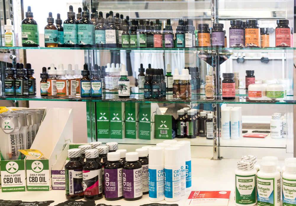 CBD products displayed in a retail store in Knoxville, TN