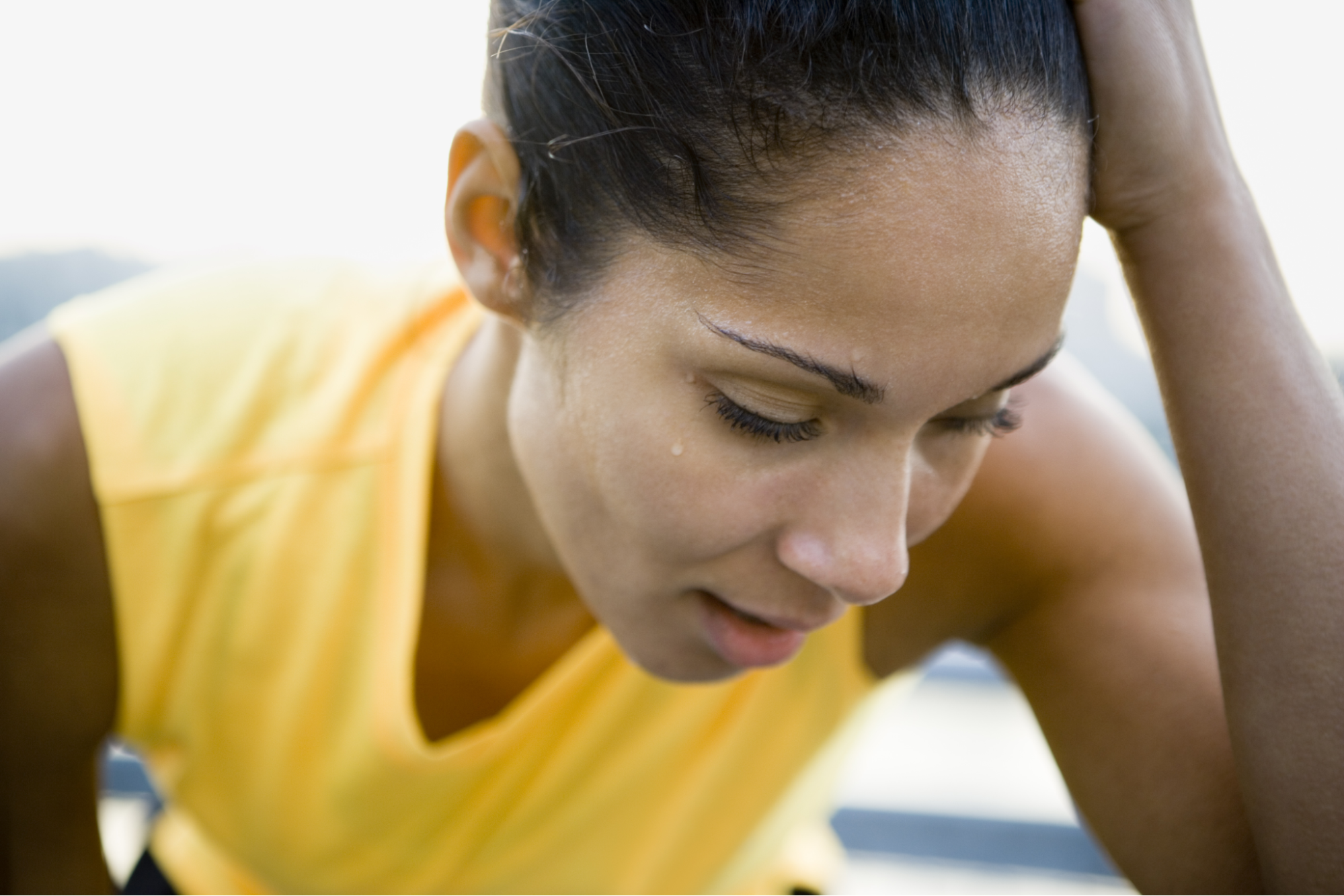 Female jogger taking a break